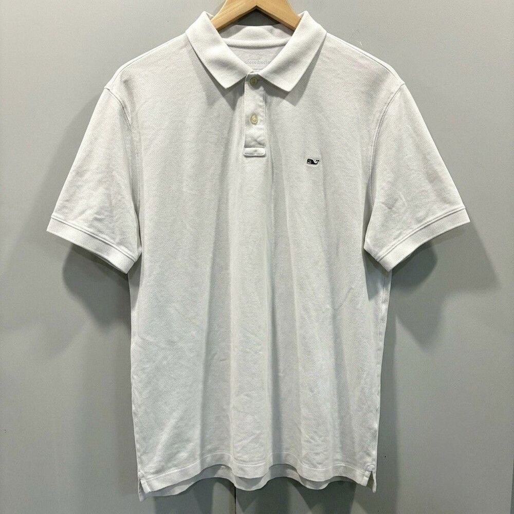 Vineyard Vines White Polo XL Classic Fit Cotton Pique Embroidered Whale Preppy